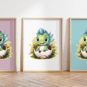 Qualsiasi colore, stampa con cucciolo di dinosauro, poster con cucciolo di dinosauro, stampa animalier, poster con cucciolo di animale, decorazione per nursery, decorazione con animali, qualsiasi dimensione