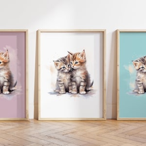 Cualquier color, Impresión de gatitos bebés, Póster de gatitos bebés, Impresión de animales bebés, Póster de animales bebés, Arte para guardería, Arte animal, Cualquier tamaño
