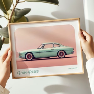 Volvo P1800 landscape print, Volvo poster, Volvo wall art, Volvo painting, Volvo print in multiple sizes, Gift