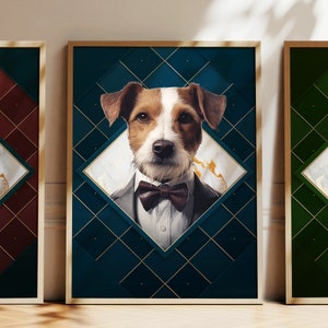 Any Colour - Jack Russell Terrier in suit poster - Jack Russell Terrier poster - Personalised print - Pet Art