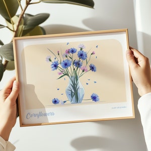 Cornflower Bouquet landscape print, Cornflower Bouquet poster, Cornflower Bouquet wall art