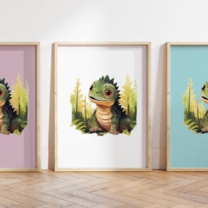 Cualquier color - Impresión de dinosaurio bebé - Cartel de dinosaurio bebé - Impresión de animales bebé - Cartel de animales bebé - Arte infantil - Arte animal - Cualquier tamaño