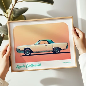 Lincoln Continental landscape print, Lincoln poster, Lincoln wall art, Lincoln painting, Lincoln print in multiple sizes, Gift