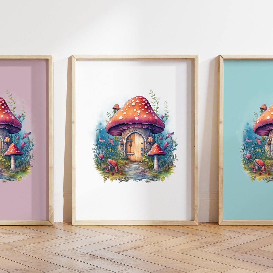 Any Colour - Magical Fairy Mushroom Door Print - Fairy Mushroom Poster ...