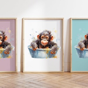 Cualquier color, Impresión de gorila bebé, Póster de gorila bebé, Impresión de animal bebé, Póster de animal bebé, Arte de guardería, Arte animal, Cualquier tamaño