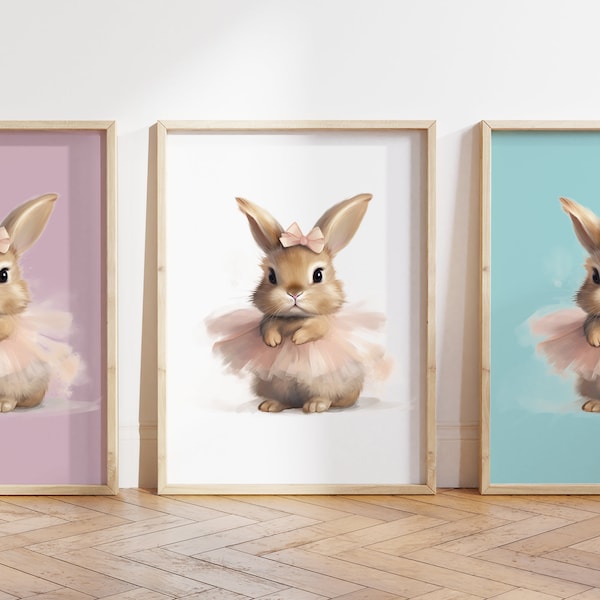 Any colour  - Bunny in Tutu Print - Rabbit Ballerina poster - Baby Animal Print -  Baby Animal Poster - Nursery Art -  Animal Art - Any Size