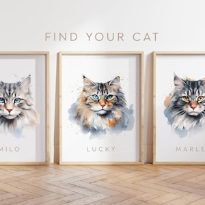 カスタム猫ポスター - シベリア猫ポスター - シベリア猫プリント - 猫の名前をカスタマイズ - 猫ギフト