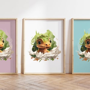 Cualquier color - Impresión de dinosaurio bebé - Cartel de dinosaurio bebé - Impresión de animales bebé - Cartel de animales bebé - Arte infantil - Arte animal - Cualquier tamaño