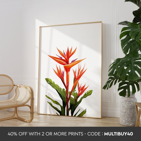 Any colour  - Heliconia poster - Lobster-claws in pot poster - Heliconia - Plant print - Any Size
