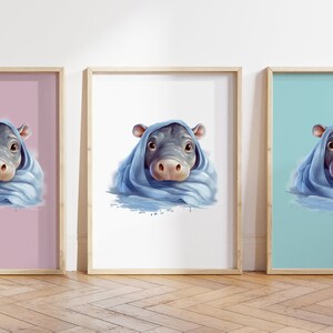 Cualquier color - Impresión de hipopótamo bebé - Cartel de hipopótamo bebé - Impresión de animales bebé - Cartel de animales bebé - Arte infantil - Arte animal - Cualquier tamaño