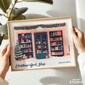 Personalised Text, book shop poster, book shop print, book shop poster, book shop illustration, book shop art, cute book shop, bookish gift