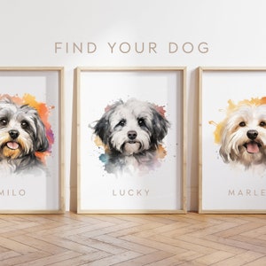 Custom dog poster - Havanese dog poster - Havanese dog print -  Havanese Puppy watercolour - Pet Portraits