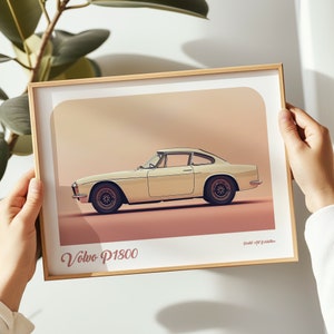 Volvo P1800 landscape print, Volvo poster, Volvo wall art, Volvo painting, Volvo print in multiple sizes, Gift