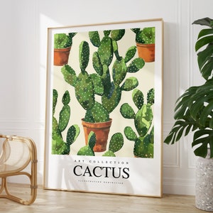 Jede Farbe – Kaktus im Topf-Druck – Kaktus-Poster – Kaktus-Kunst – Vintage-Druck – jede Größe