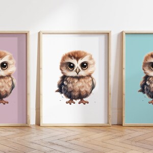Cualquier color, Impresión de búho bebé, Póster de búho bebé, Impresión de animal bebé, Póster de animal bebé, Arte de guardería, Arte animal, Cualquier tamaño