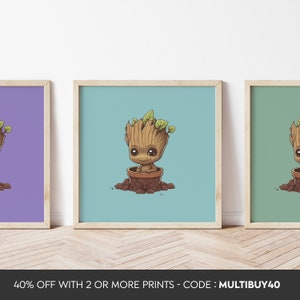 Cualquier color - Impresión Groot - Póster Groot - Fan art de Marvel - Guardianes de la Galaxia