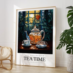 Jede Farbe - Tee-Druck - Tee-Poster - Tea Time Art - Küchendruck - Café-Kunst - Jede Größe