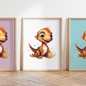 Qualsiasi colore, stampa con cucciolo di dinosauro, poster con cucciolo di dinosauro, stampa animalier, poster con cucciolo di animale, decorazione per nursery, decorazione con animali, qualsiasi dimensione
