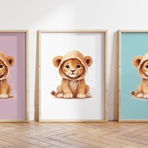 Cualquier color, Impresión de cachorro de león bebé, Póster de cachorro en Onezie, Impresión de animal bebé, Póster de animal bebé, Arte de guardería, Arte animal, Cualquier tamaño