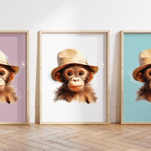 Cualquier color, Impresión de orangután bebé, Póster de orangután, Impresión de animal bebé, Póster de animal bebé, Arte de guardería, Arte animal, Cualquier tamaño