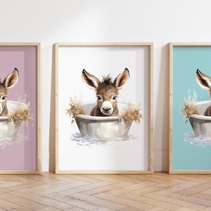 Qualsiasi colore - Stampa di asino per bambini - Poster da bagno per asino per bambini - Stampa di animali per bambini - Poster di animali per bambini - Arte della scuola materna - Arte degli animali - Qualsiasi dimensione