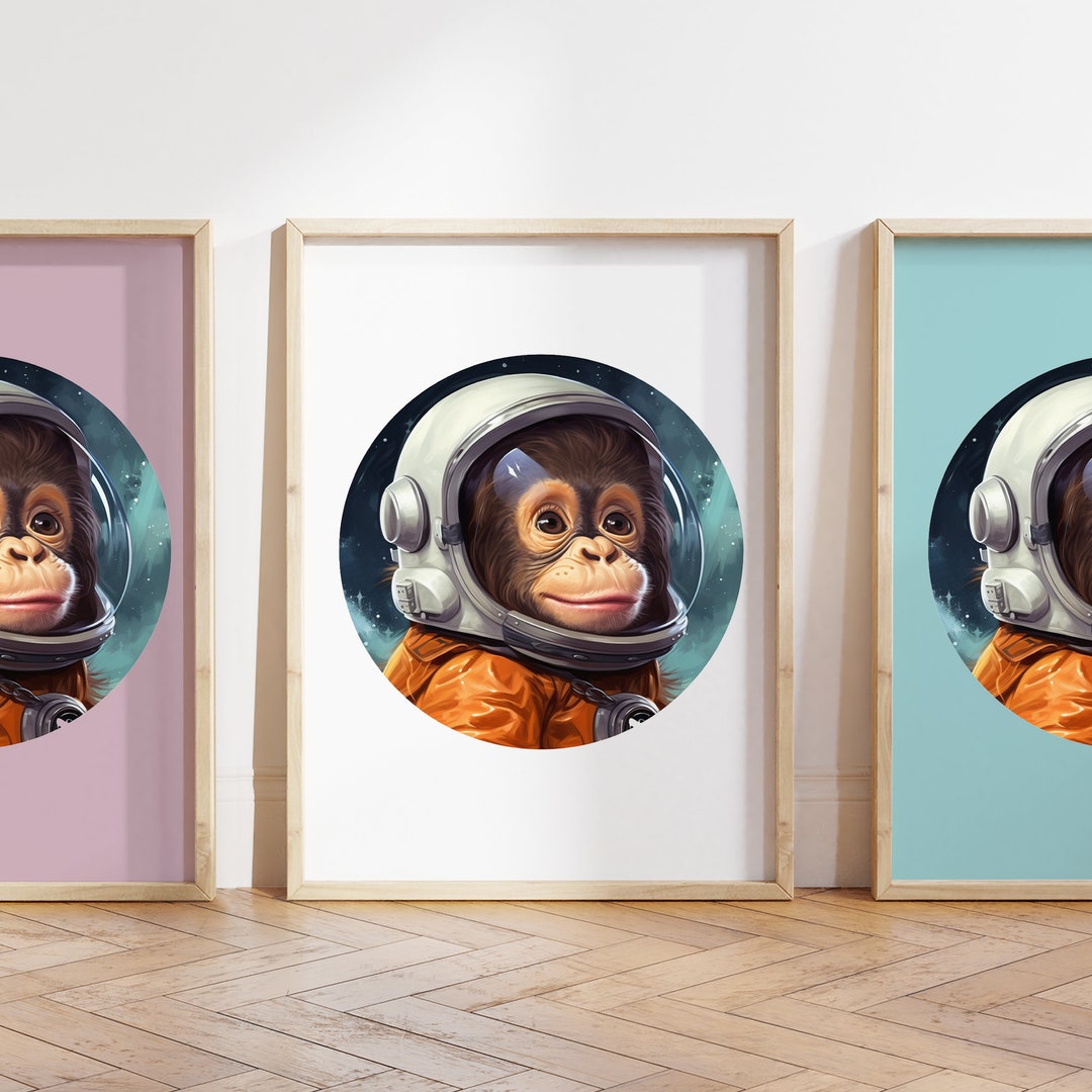Any Colour - Space Chimp Print - Space Chimp Poster - Animals in Space ...