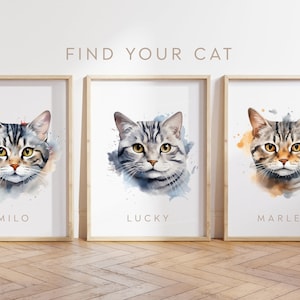 Custom cat poster - American Shorthairs cat poster - American Shorthair cat print - American Shorthair kitten - Cat gift - Pet Portraits