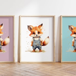 Cualquier color, Impresión de zorro bebé, Póster de cachorro de zorro, Impresión de animal bebé, Póster de animal bebé, Arte de guardería, Arte animal, Cualquier tamaño