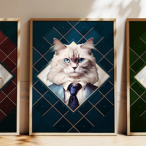 N'importe quelle couleur - Poster Chat Ragdoll en costume - Poster Chat Ragdoll - Impression personnalisée - Art animalier