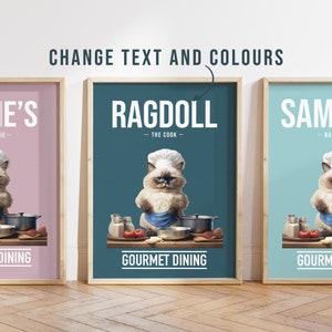 N'importe quelle couleur - Poster Chat Ragdoll dans la cuisine - Poster Chat Ragdoll - Impression de texte personnalisée Chat Ragdoll - Impression personnalisée - Art pour animaux de compagnie