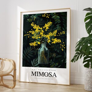 Cualquier color - Impresión de flores de mimosa en un jarrón - Póster de mimosa - Arte de mimosa - Impresión vintage - Cualquier tamaño