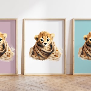 Cualquier color, Impresión de cachorro de guepardo, Póster de guepardo bebé, Impresión de animal bebé, Póster de animal bebé, Arte de guardería, Arte animal, Cualquier tamaño