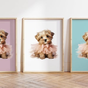 Cualquier color - Cachorro en estampado de tutú - Póster de bailarina de cachorro - Impresión de animales para bebés - Póster de animales para bebés - Arte infantil - Arte animal - Cualquier tamaño