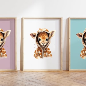 Cualquier color, Impresión de jirafa bebé, Póster de jirafa bebé, Impresión de animal bebé, Póster de animal bebé, Arte de guardería, Arte animal, Cualquier tamaño