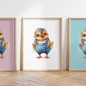 Cualquier color, Impresión de pájaro bebé, Póster de peto de pájaro bebé, Impresión de animal bebé, Póster de animal bebé, Arte para guardería, Arte animal, Cualquier tamaño