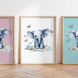 Cualquier color, Impresión de elefante bebé, Póster de elefante bebé, Impresión de animal bebé, Póster de animal bebé, Arte de guardería, Arte animal, Cualquier tamaño