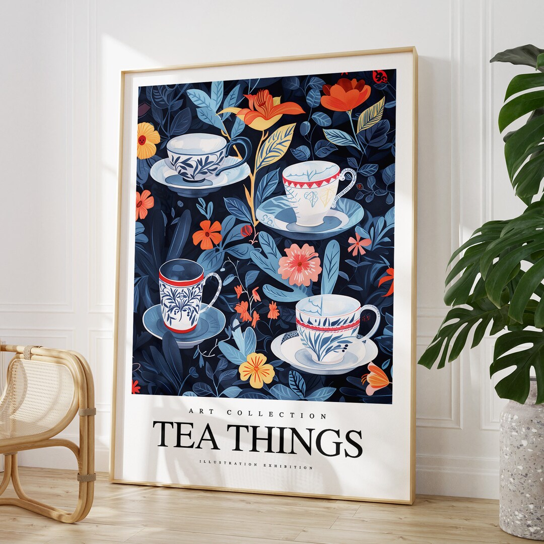 for the tea kitchen print | unique wall art from... Any Colour - Tea Things - Kitchen Print - Kitchen Poster - Kitchen Art ...