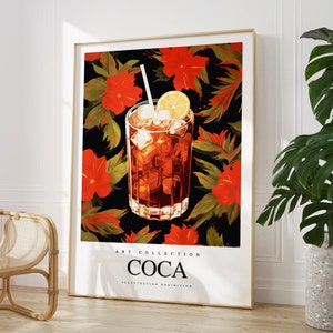 Any colour  - Coca Print - Coca drink poster - Coca Art - Kitchen print - Restaurant print - Any Size