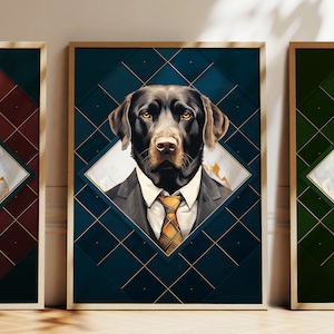 Any Colour - Labrador Retriever in suit poster - Labrador Retriever poster - Personalised print - Pet Art