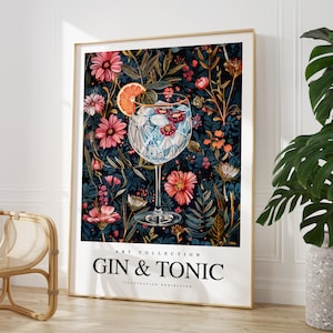 Jede Farbe - Gin Tonic Cocktail Print - Gin Tonic Drink Poster - Gin Tonic Art - Küchendruck - Restaurantdruck - Jede Größe