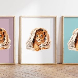 Cualquier color, Impresión de cachorro de león bebé, Póster de cachorro de león bebé, Impresión de animal bebé, Póster de animal bebé, Arte de guardería, Arte animal, Cualquier tamaño