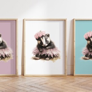 Cualquier color - Impresión de tejón bebé - Cartel de tutú de tejón bebé - Impresión de animales bebé - Cartel de animales bebé - Arte infantil - Arte animal - Cualquier tamaño