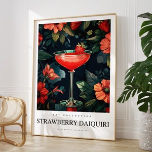 Any colour  - Strawberry Daiquiri Cocktail Print - Daiquiri poster - Daiquiri Art - Kitchen print - Restaurant print - Any Size