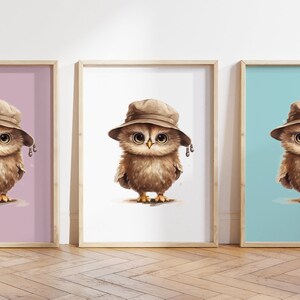 Cualquier color, Impresión de búho bebé, Póster de búho bebé, Impresión de animal bebé, Póster de animal bebé, Arte de guardería, Arte animal, Cualquier tamaño