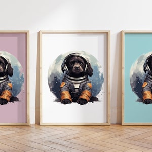 Any colour  - Spaniel Print - Dog poster - Animal Astronaut Art - Kids Space Print -  Kids Space Poster - Kids Art -  Space Art - Any Size