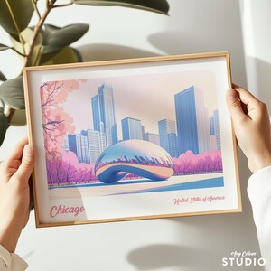 AnyColour - Chicago, USA landscape print, Chicago poster, Chicago wall art, Travel poster