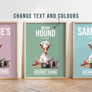 Any Colour - Ibizan Hound in kitchen poster - Ibizan Hound poster - Custom text print - Personalised print - Pet Art