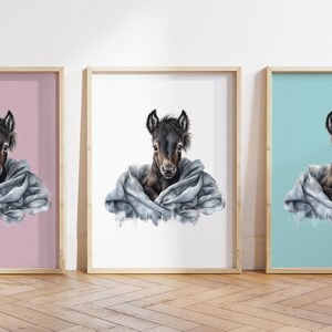 Cualquier color - Impresión de potro negro bebé - Cartel de potro bebé - Impresión de animales bebé - Cartel de animales bebé - Arte infantil - Arte animal - Cualquier tamaño