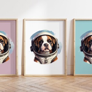 Any colour  - Dog Print - Dog poster - Animal Astronaut Art - Kids Space Print -  Kids Space Poster - Kids Art -  Space Art - Any Size
