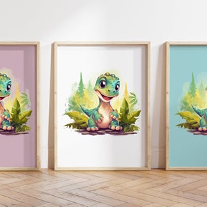 Cualquier color, Impresión de dinosaurio bebé, Póster de dinosaurio bebé, Impresión de animal bebé, Póster de animal bebé, Arte de guardería, Arte animal, Cualquier tamaño